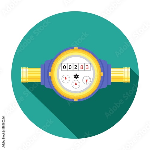 Analog water meter vector icon illustration in flat style. Sanitary equipment