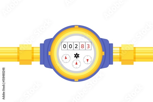 Analog water meter vector icon illustration in flat style. Sanitary equipment