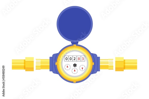 Analog water meter vector icon illustration in flat style. Sanitary equipment