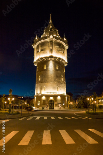 Drobeta - Turnu Severin, Romania. The old Water tower at night. Discover Romania concept.