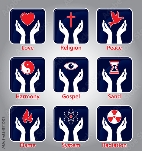 Hands Icons Set. Vector illustration.