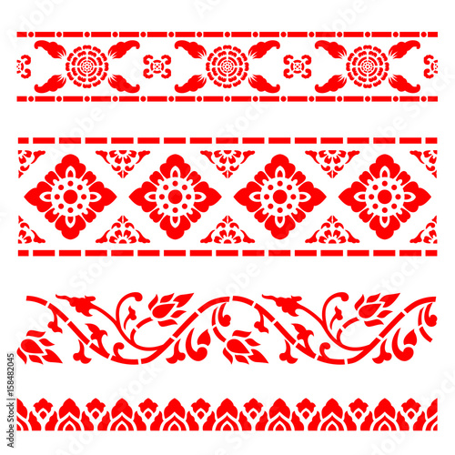 Line border pattern Asian traditional art Design Vector, Thai traditional design  (Lai Thai pattern)