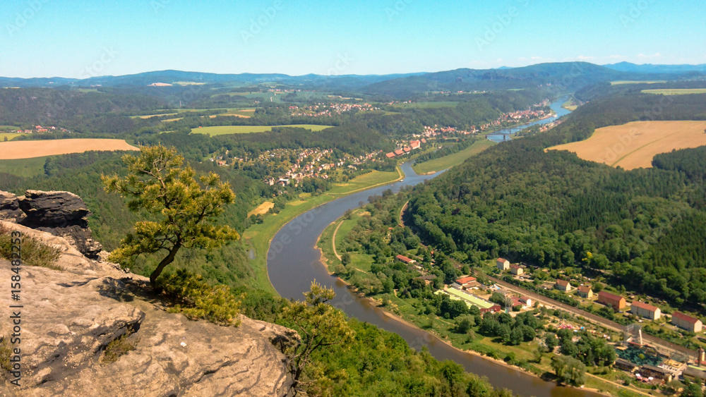 View from Lilienstein on the Elbe river near Bad Schandau, Germany