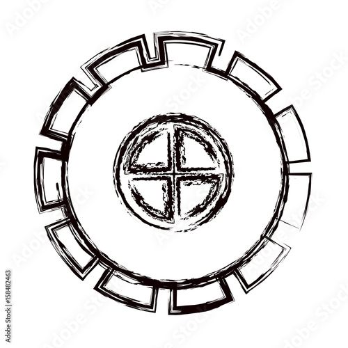 blurred thick contour gear wheel pinion icon vector illustration
