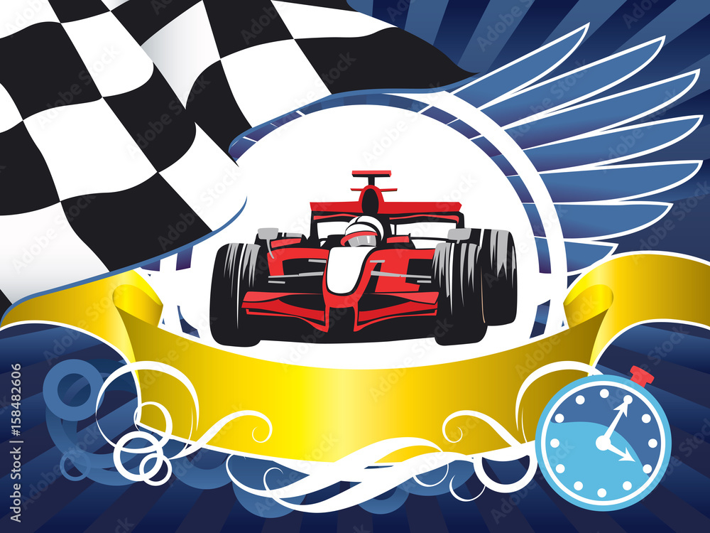 Layout on a sports theme, Race car, Kart, Competition, Championship, Winner