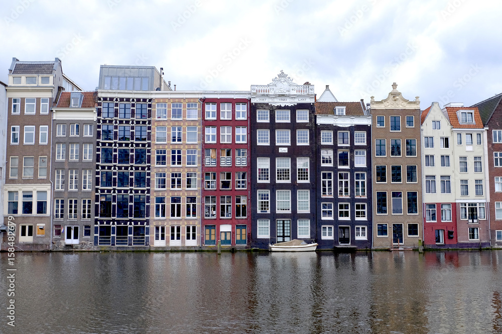 a detail of the gable ends of dutch canal side houses in Amsterdam