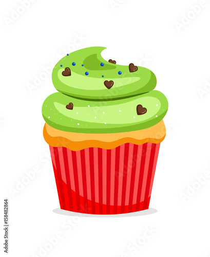 Sweet cupcake with green frosting