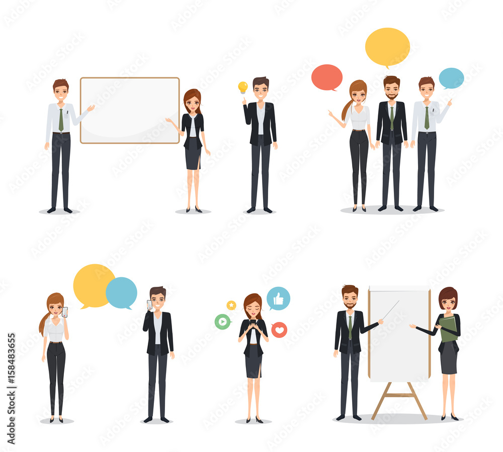 Set of business man and business woman in occupation. illustration vector of people design. Set of business man and business woman in occupation. illustration vector of people design.