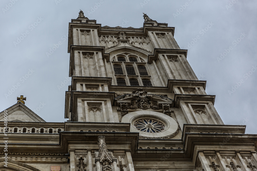 View of a tower of Westminster Abbey, London