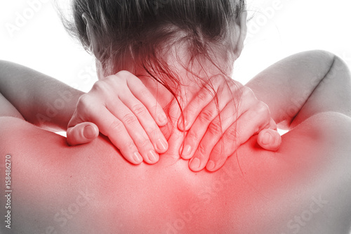 Konstfotografi Woman with pain in her back and neck