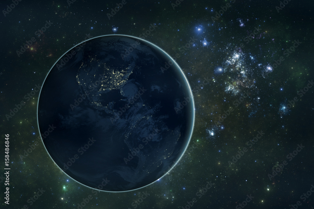 Fototapeta premium Dark side of the planet Earth. Elements of this image furnished by NASA