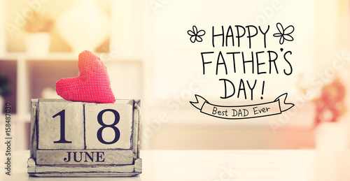 18 June Happy Fathers Day message with calendar