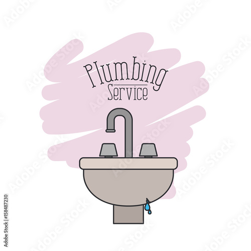 scene of handwash bathroom with dripping pipes plumbing service vector illustration