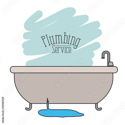 scene of bath dripping flooded plumbing service vector illustration
