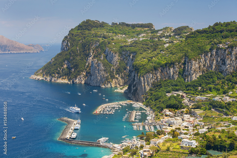 aerial view of italian Capri island, Campania region, Italy