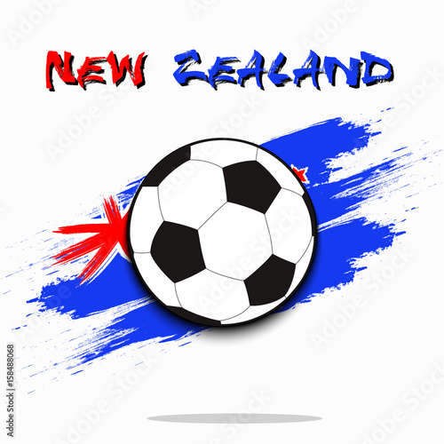 Soccer ball against the background of the New Zealand flag