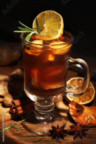 Tea with spices, ginger and lemon