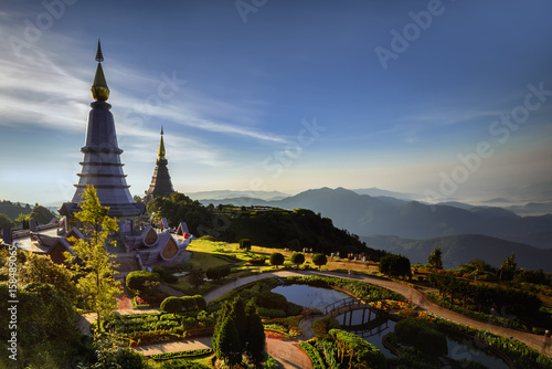 Doi Inthanon, the magnificent relics. Phra Maha Dhatu Nabhamethanidol and Nabhapolbhumisiri (The Great Holy Relics Pagoda Nabhamethanidol and Nabhapolbhumisiri) Chiang Mai, Thailand . close up . © phonix_a