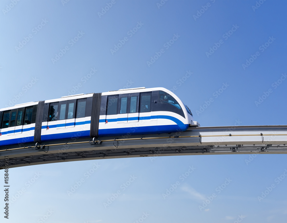 Monorail train against sky