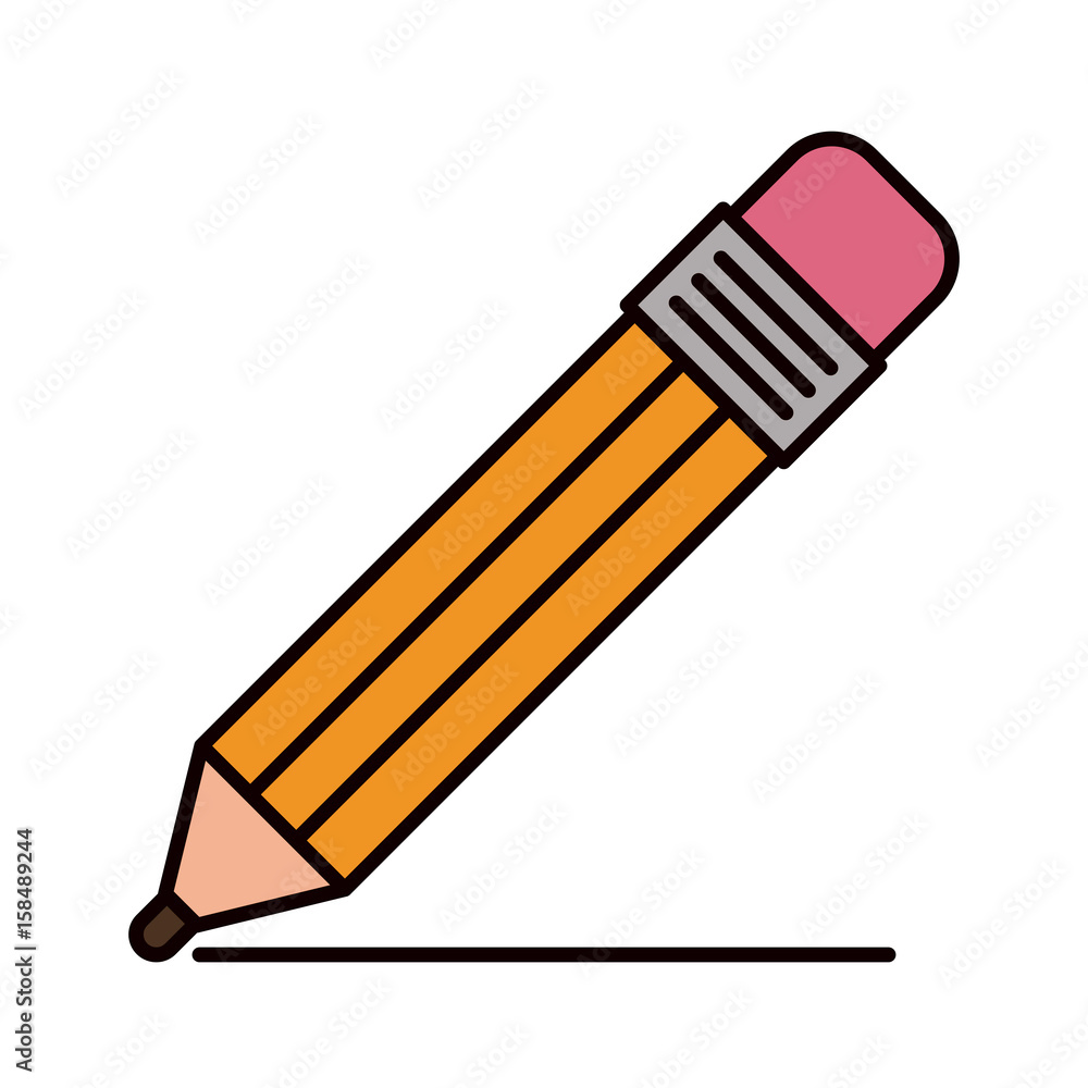 color sketch silhouette pencil with eraser and drawn line vector illustration color sketch silhouette pencil with eraser and drawn line vector illustration