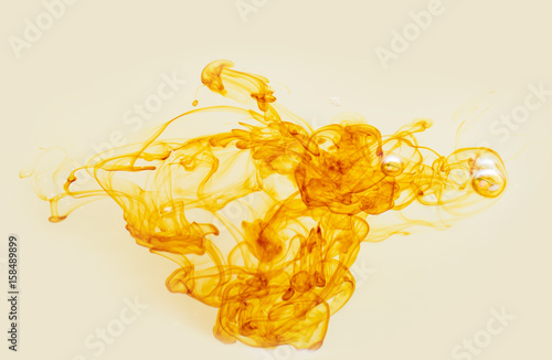 Iodine and water texture background. Abstract yellow swirling. Medical supplies