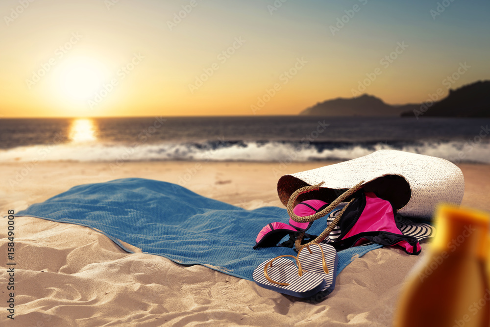 Obraz premium towel background on sand 