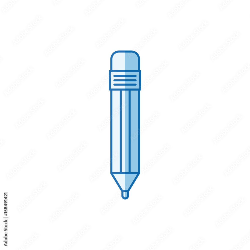blue color shading silhouette pencil with eraser icon vector illustration blue color shading silhouette pencil with eraser icon vector illustration
