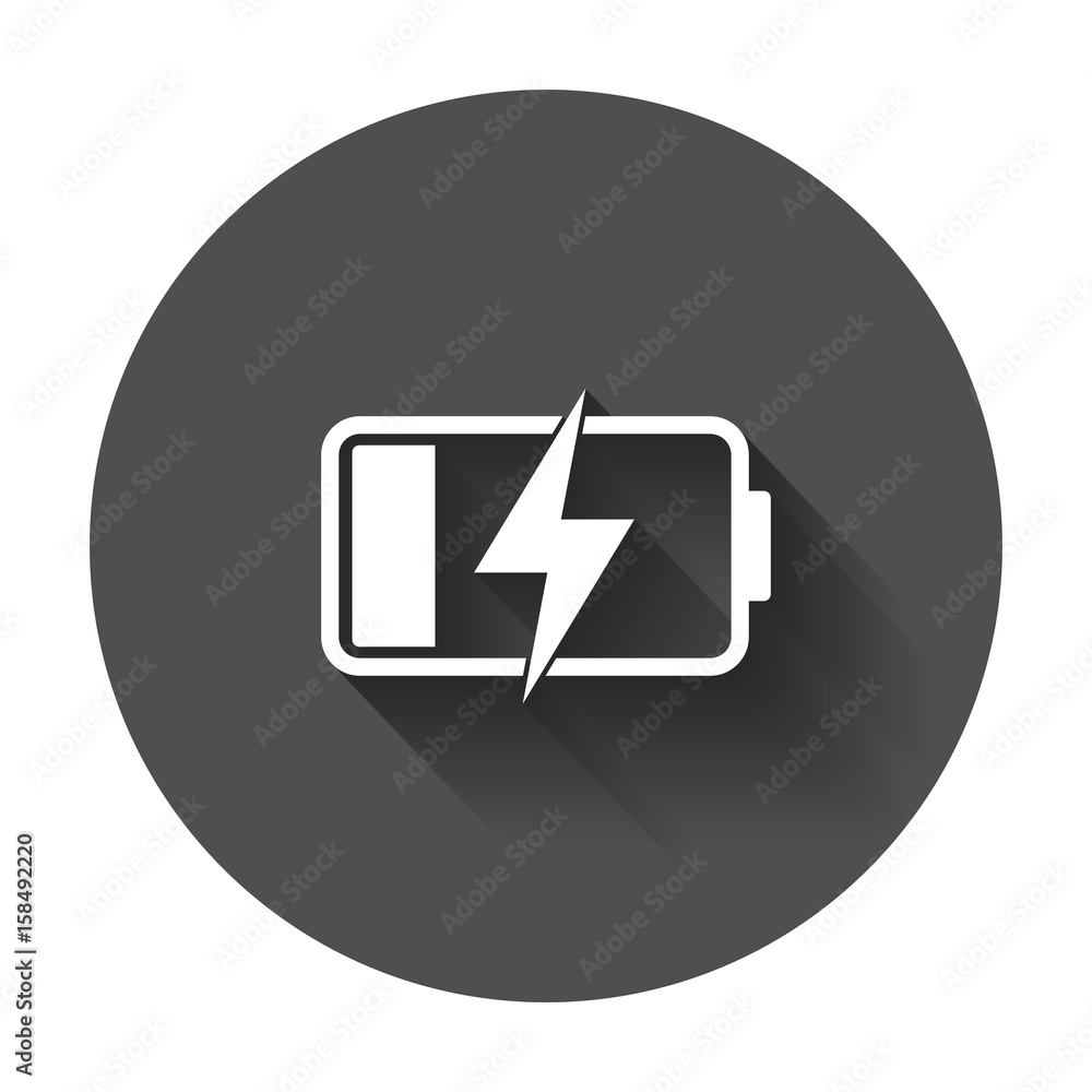 Battery charge level indicator. Vector illustration with long shadow. Battery charge level indicator. Vector illustration with long shadow.