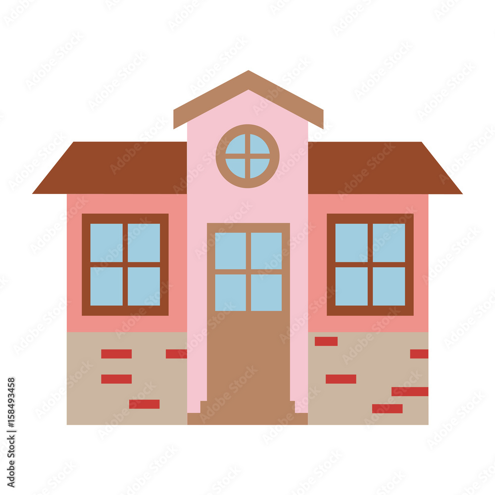 light color silhouette of facade house of two floors with attic vector illustration