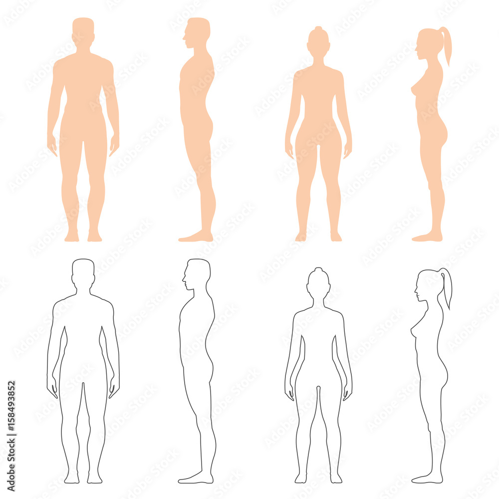 Man and woman silhouette set