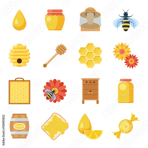 Honey and beekeeping icon set