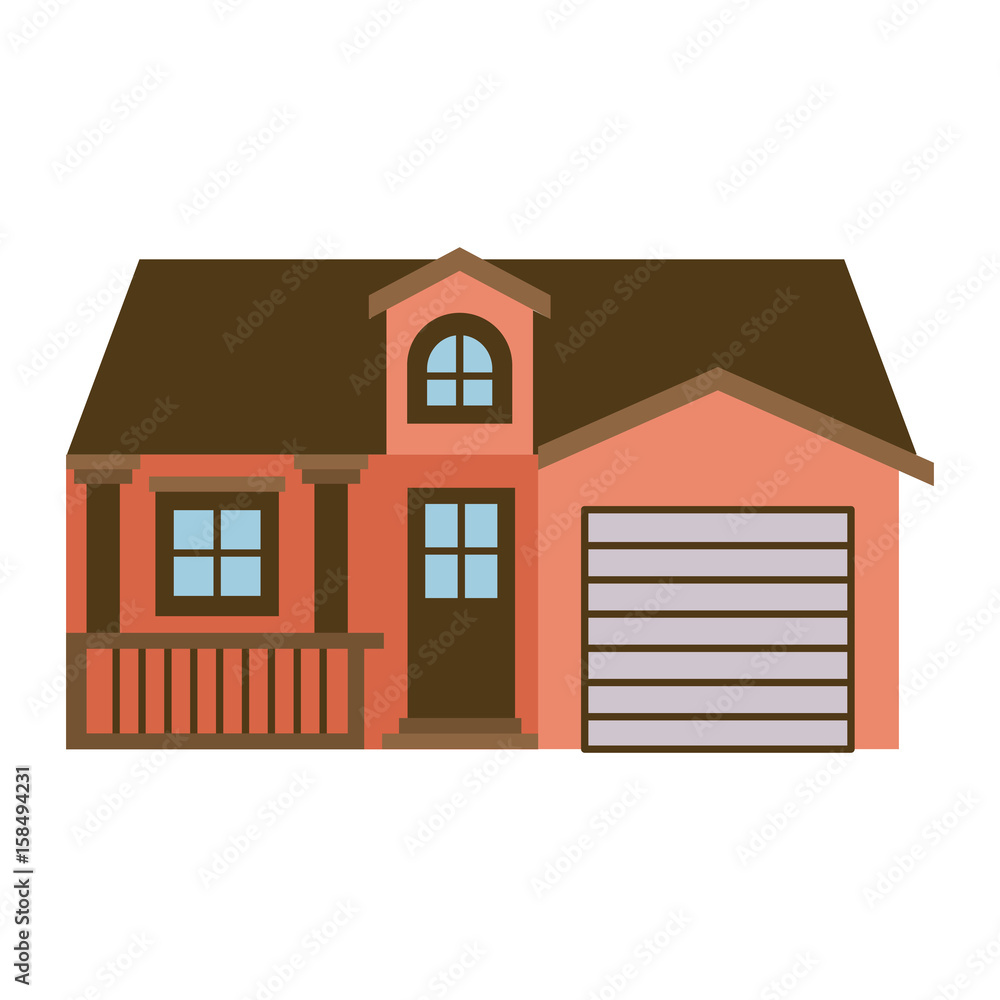 light color silhouette of facade house with garage and attic vector illustration light color silhouette of facade house with garage and attic vector illustration