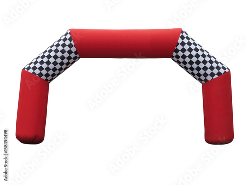 Inflatable red race finish gate isolated over white