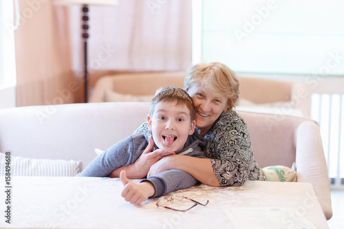 Grandmother Grandson Family Reading Leisure photo