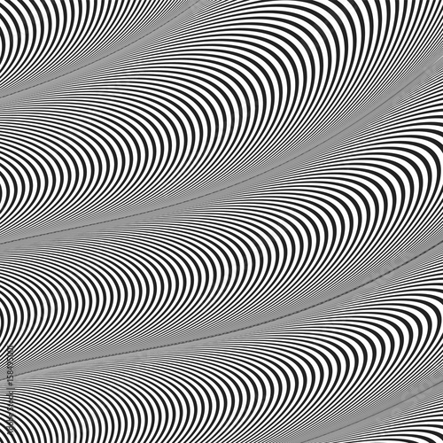 Abstract wavy geometric black pattern on white background.