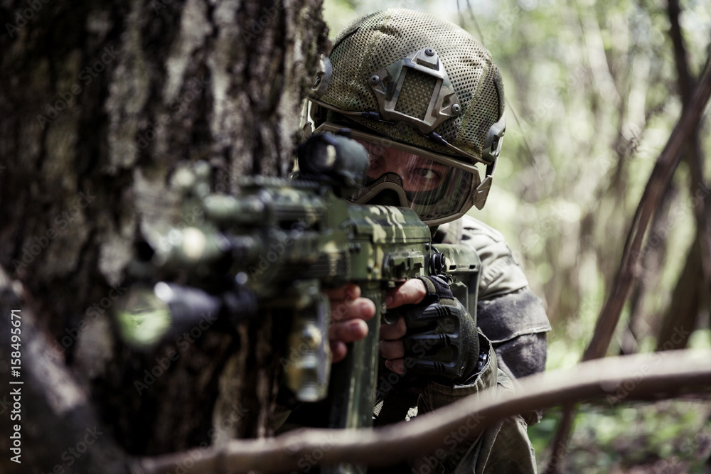 Photo of soldier in woods