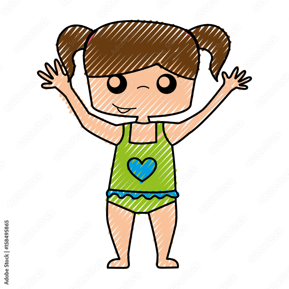 cute girl with Beach suit drawing character vector illustration design cute girl with Beach suit drawing character vector illustration design