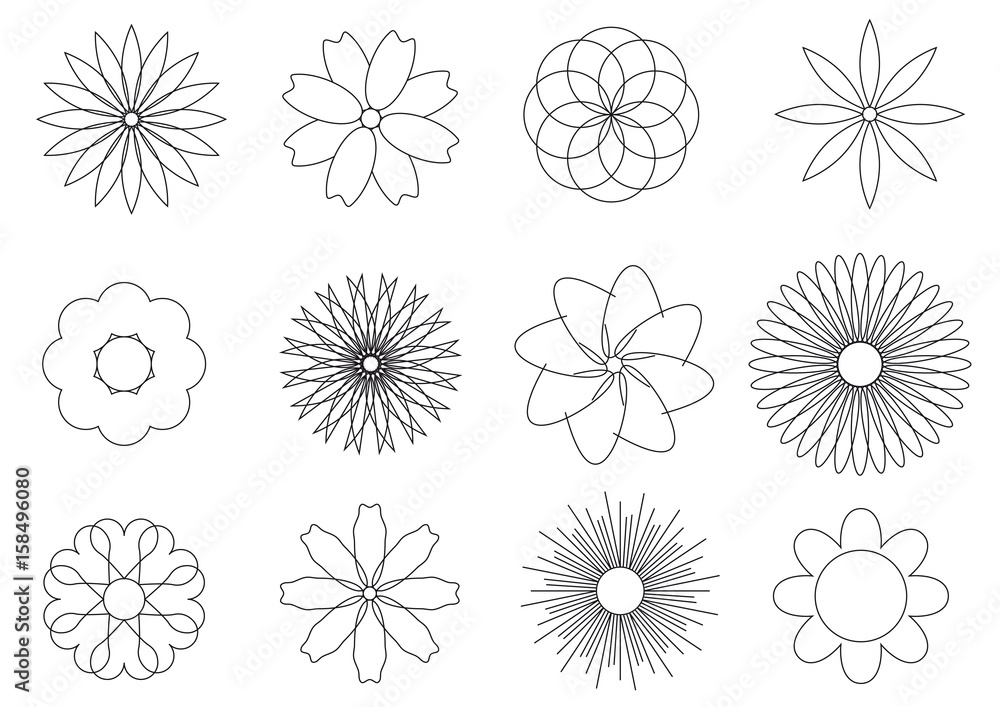 Simple flowers icons set Simple flowers icons set