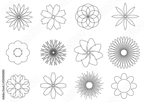 Simple flowers icons set