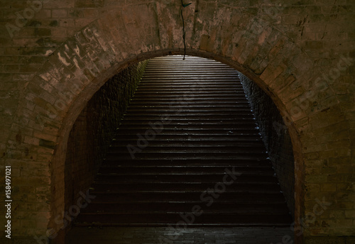 Arched passage with stairs in the fortress. Fragment of the fortification of the nineteenth century The Kiev Fortress