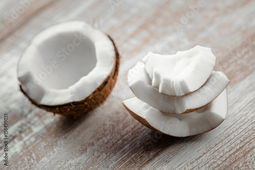 coconut isolated on a wooden background