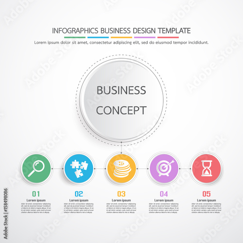 Vector infographic template business concept with options. Label circles for content, flowchart, diagram, steps, infographics, chart, workflow layout illustration,