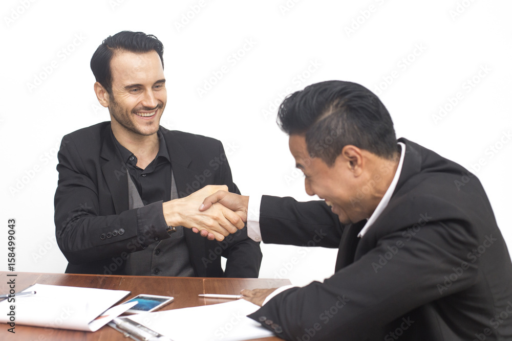 Young Business people accept condition together, Business success concept, Greeting deal concept Young Business people accept condition together, Business success concept, Greeting deal concept