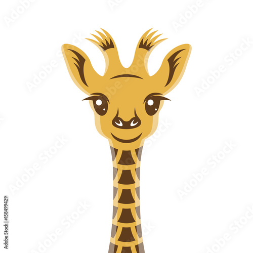 Giraffee baby cartoon style portrait. Nursery vintage vector illustration. photo