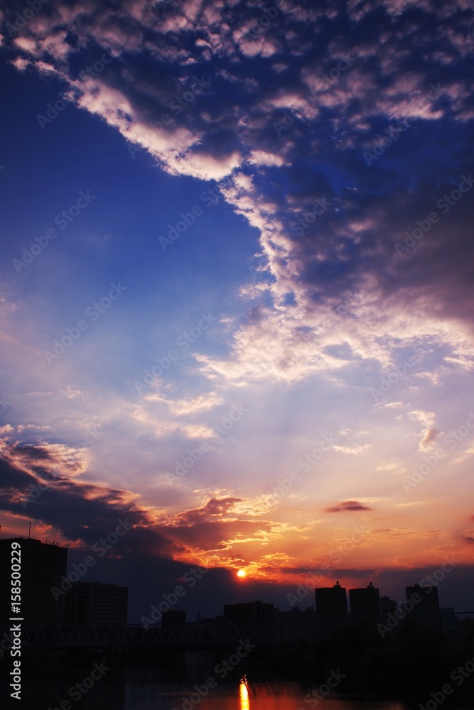 六郷橋からの夕日