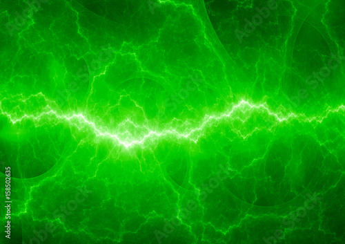 Green fractal lightning, electric background © Martin Capek