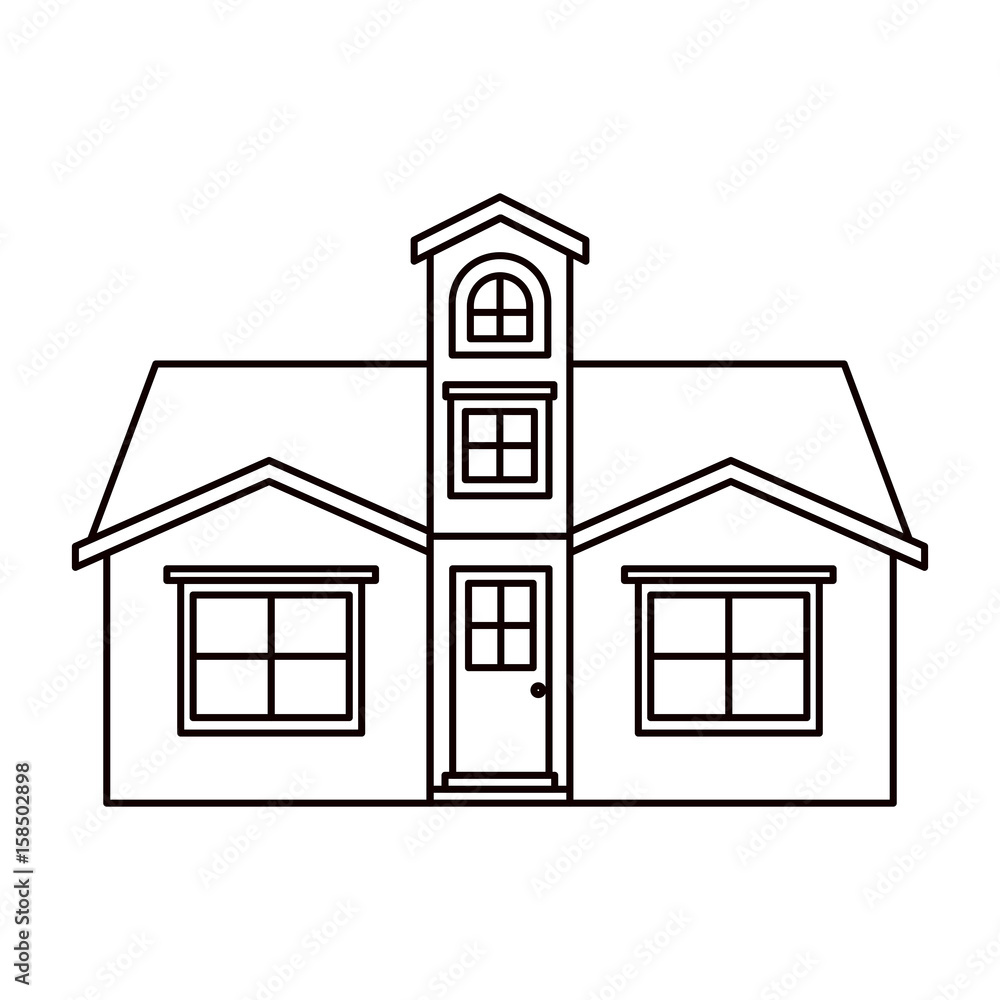 monochrome silhouette facade house with attic vector illustration monochrome silhouette facade house with attic vector illustration