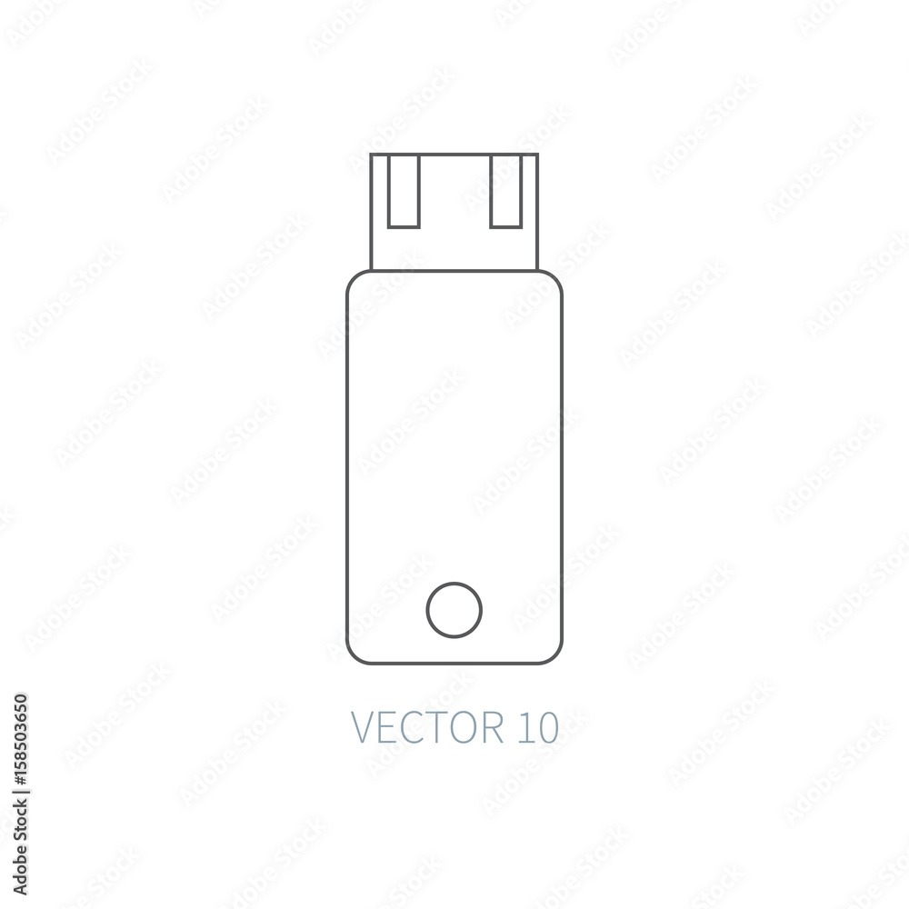 Flat line vector computer part icon - flash drive. Cartoon style. Illustration and element for your design. Simple. Monochrome. Pc collection. IT. Electronic computing systems. Portable. Data. Chip. Flat line vector computer part icon - flash drive. Cartoon style. Illustration and element for your design. Simple. Monochrome. Pc collection. IT. Electronic computing systems. Portable. Data. Chip.