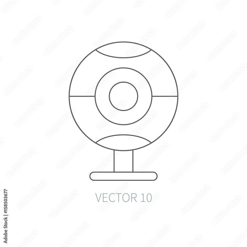 Flat line vector computer part icon webcam. Cartoon style. Illustration and  element for your design. Simple. Monochrome. Pc collection. IT. Electronic  computing system. Portable. Data. Chip. Internet. Stock Vector | Adobe Stock