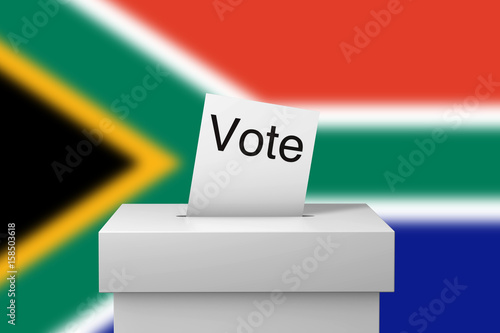 South Africa election ballot box and voting paper. 3D Rendering